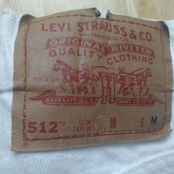 Vintage Levi's 512 Slim Fit Tapered White Denim Jeans - Picture 2 of 8